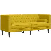 vidaXL Tweezitsbank Chesterfield-stijl en bolsters fluweel geel