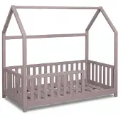 Buxibo Kinderbed – Houten Huisbed met Veiligheidsrails – Peuter Bed – 70x140 cm – Klei Grijs