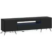 vidaXL LED tv-meubel Zwart Bewerkt hout