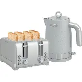 HOMCOM Waterkoker- en broodrooster-set-Kunststof-23,6L x 16B x 27,6H cm-Grijs