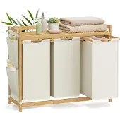 Songmics Wasmand – 3 vakken – Bamboe – Wasverzamelaar – 150 L