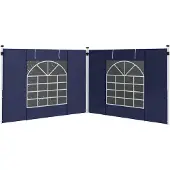Outsunny , 2 zijpanelen voor een paviljoen van 3x3/3x6 meter, met raam en deur, blauw
