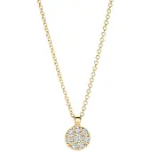 Blush geelgouden ketting met ronde pavé zirkonia hanger 14k goud 3206yzi