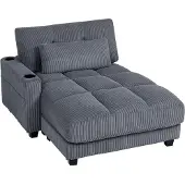 HOMCOM Slaapbank Polyester, meerlaagse plaat 147L x 114B x 86H cm Donkergrijs