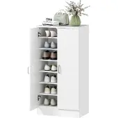 Happiq Schoenenkast Smal – Opbergkast 55x35x108 cm van Spaanplaat – Wit