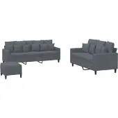 vidaXL 3-delige Loungeset met kussens fluweel donkergrijs
