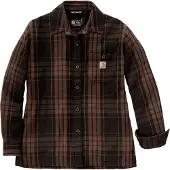 Carhartt Blouse Women Tencel Fiber Series Loose Twill Plaid Shirt Black-M