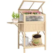 Outsunny Verhoogde plantenbak van - Vurenhout - 104x50x120cm - Natuurlijk hout