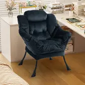 MODFU Fauteuil-Zwart-Metaal-Hoge Rugleuning-Armleuningen
