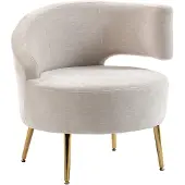 HOMCOM Accent Chair-Polyester-69 x 65 x 67 cm-Cremeweiß