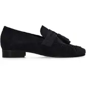 Manfield Donkerblauwe suède loafers met kwastjes | Maat 39