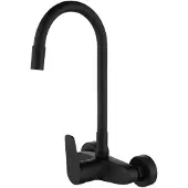 Aquanello Keukenmengkraan, wandmontage, zwart, flexibele uitloop, Casa BL-1301-CS,