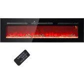 HOMCOM Elektrische kachel, 1800 W, wandmodel met LED-vlammensimulatie en kristallen in 3 kleuren