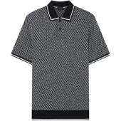 Ted Baker Ss Regular Geo Textured Navy Polo Shirt