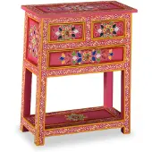 vidaXL Dressoir met lades handgeschilderd massief mangohout roze