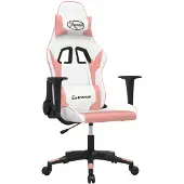 vidaXL Gamingstoel met massagefunctie, wit en roze kunstleer