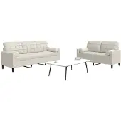 vidaXL 2-delige Loungeset met kussens en bolsters fluweel crèmekleurig