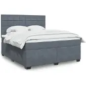 vidaXL Boxspringbed met matras, donkergrijs, 180x200 cm, fluweel