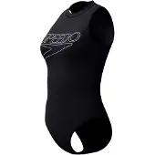 Speedo Endurance+ Logo Hydrasuit 1 Piece Dames Sportbadpak - Kleurvast Badpak Dames - Chloorbestendig Zwempak Dames - Sportbadpak Dames met Ritssluiting - Zwart/Wit - 44