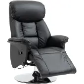 HOMCOM -Relaxsessel-Kunstleder, Stahl-78L x 80B x 109H cm-Schwarz