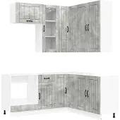 vidaXL Keukenelement LUCCA, 8 stuks, betonkleur, houtvezel