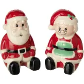 J-Line Peper-en-zoutstel kerstman - steengoed - kerstrood/wit