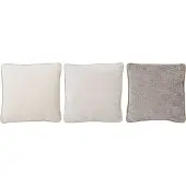 J-Line kussen Chenille - polyester - ecru/greige - 3 stuks