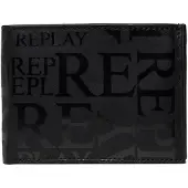 Replay Leren Kaarthoes Bifold Wallet Black Zwart