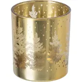 J-Line kaarshouder Boom - glas - goud - medium - 2 stuks