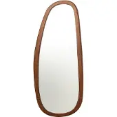 J-Line Wandspiegel met walnootlook - spiegel - donkerbruin