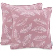AmeliaHome Boho Blad Kussenhoezen 45x45cm Roze - Set van 2