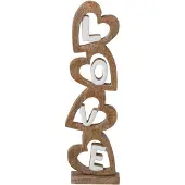 J-Line Love met hart - mangohout - naturel/wit - small