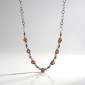 Cavill - Zilveren halsketting - 925 Sterling Zilver geoxideerd - Oranje stekelige oesters 1,98 ct - Desert Chic statement ketting verstelbaar