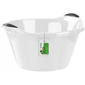 Pafen Grijze Wasbak 25L met Handvatten - Rond Plastic