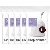 Simplehuman Vuilniszakken met trekband 18 liter | code L | 5 x 20 stuks