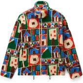 Napapijri Fleece jas lichtbeige / azuur / donkergroen / oranjerood