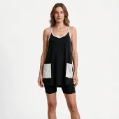 Imily Bela Dames Lange Tanktop met Contrasterende Zakken