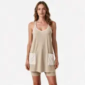 Imily Bela Dames Lange Tanktop met Contrasterende Zakken