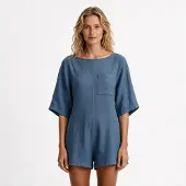 Imily Bela Dames Losse Playsuit met Korte Mouwen en Borstzak