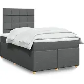 vidaXL Boxspringbed met matras, donkergrijs, 120x200 cm, gestoffeerd