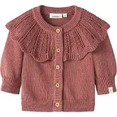 Lil´ Atelier BABY katoenen gebreid vest met ruches - roze Effen - maat 62