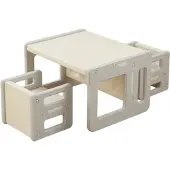 Russle Setje Tafel en Stoelen Modern - Grijs