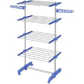 HOMCOM wasrek, torenmodel, 4 niveaus, inklapbaar, hoogte verstelbaar, blauw