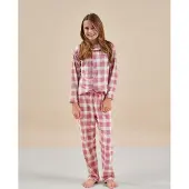 Little label pyjama met roze geruite print Meisjes Stretchkatoen Klassieke kraag - maat 98/104