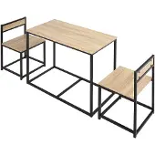 HOMCOM -Essgruppe-Spanplatte, Metall-90L x 47B x 76H cm-Eiche