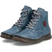 Rieker Dames 53632 14 Veterlaarzen Sleehak Blauw