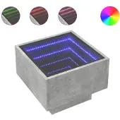 vidaXL Bijzettafel met LED 40x40x30 cm bewerkt hout betongrijs