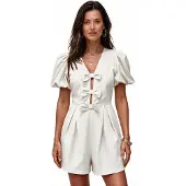Imily Bela Dames Playsuit met Strikdetails en Pofmouwen