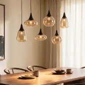 LumenXL 6-lichts hanglamp Loic - zwart met amber glas