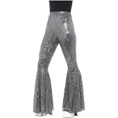 Smiffys Mooie Hippie broek in zilver met glitters